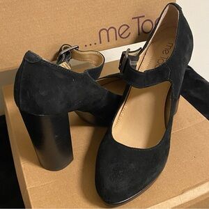 ME TOO Crystal mary jane heels [Sz 6] | Black suede leather